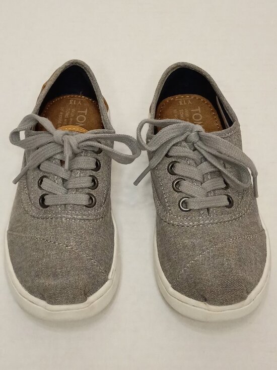 Toms Other - TOMS Youth Cordones Grey Canvas Lace Up Sneakers Size 13